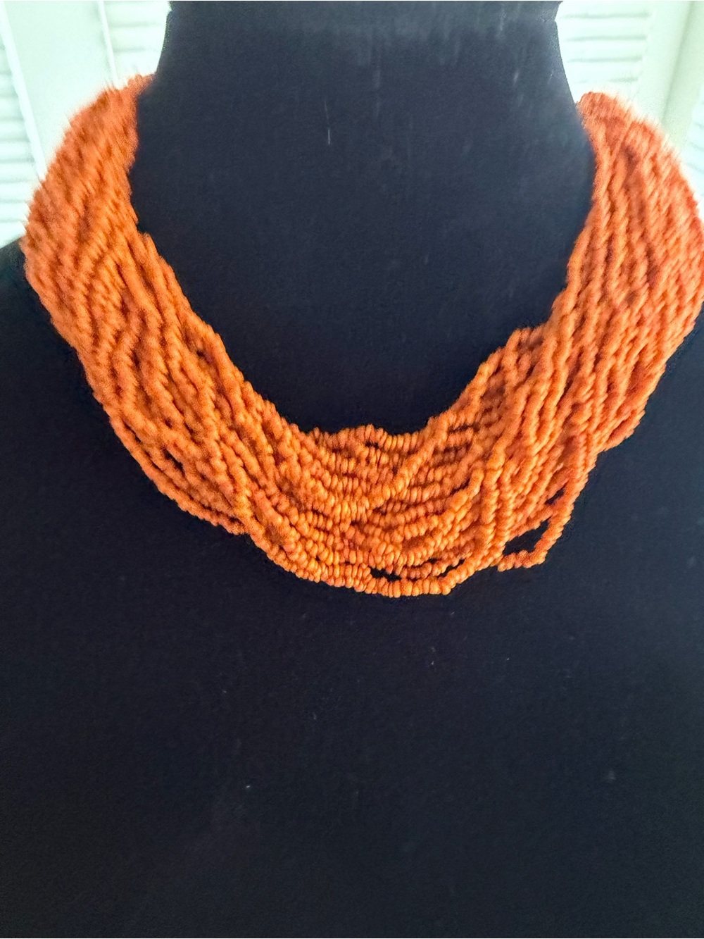 Multi-Strand Orange Seed Bead Necklace for Women